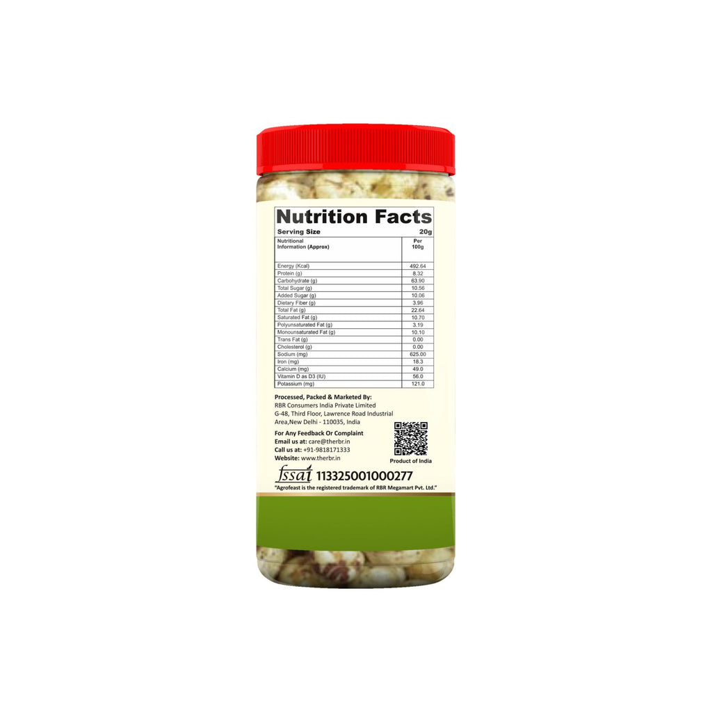 Nutrition facts label on a jar with a white background