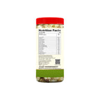 Nutrition facts label on a jar with a white background
