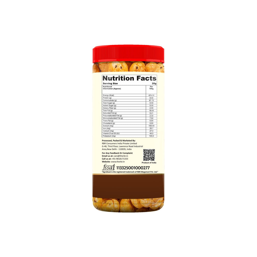 Nutrition facts label on a jar with a red lid and white label